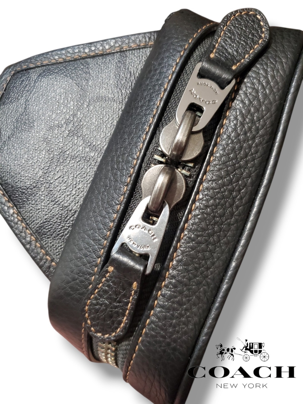 Coach Sullivan Pack Blocked Signature Canvas Sling Bag Charcoal C9865 - Picture 5 of 14